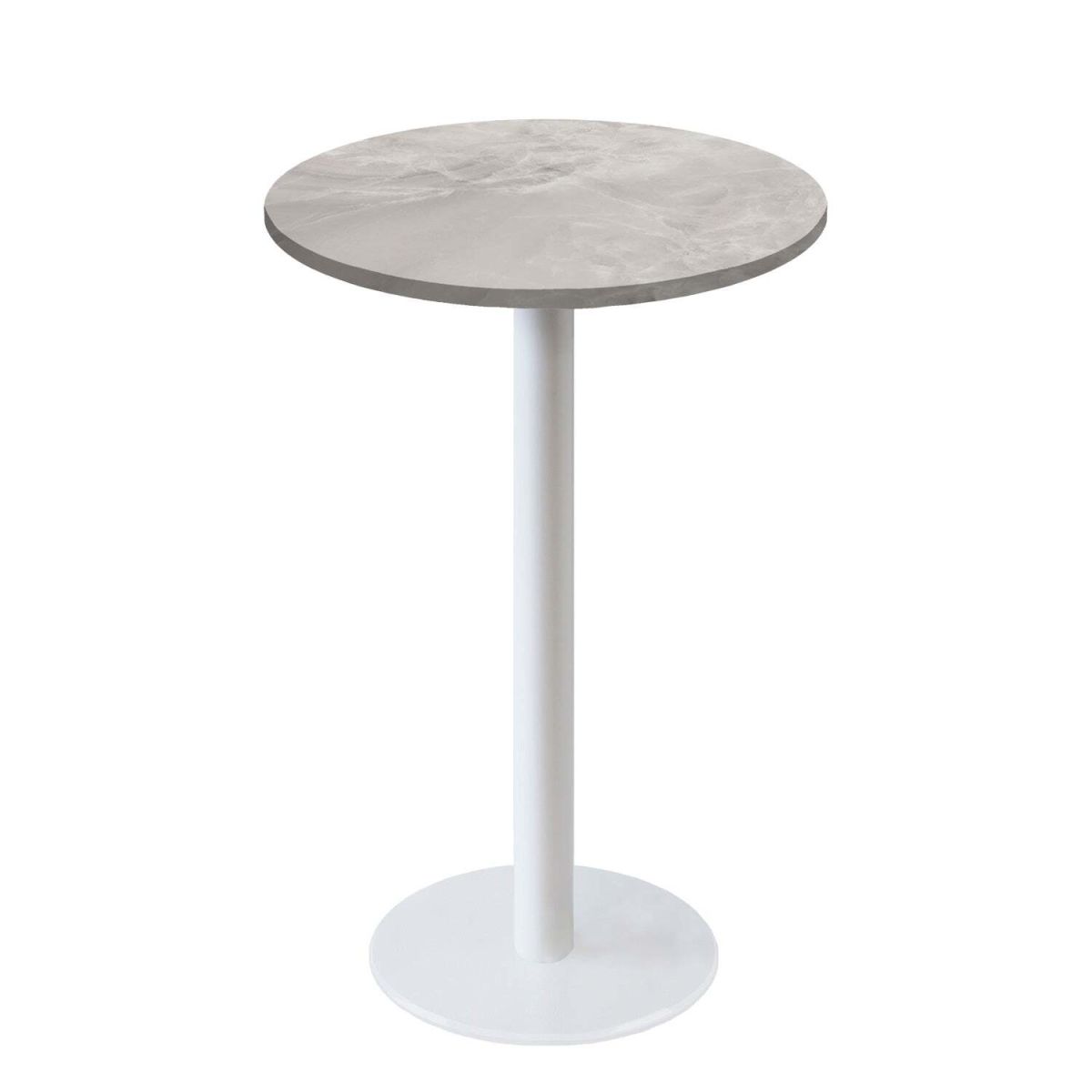 Tavolo alto Roma rotondo base bianco - laminato legno & pietra RestooTab; 113x60 cm (HxØ); beige/grigio/marmorizzato; rotonda