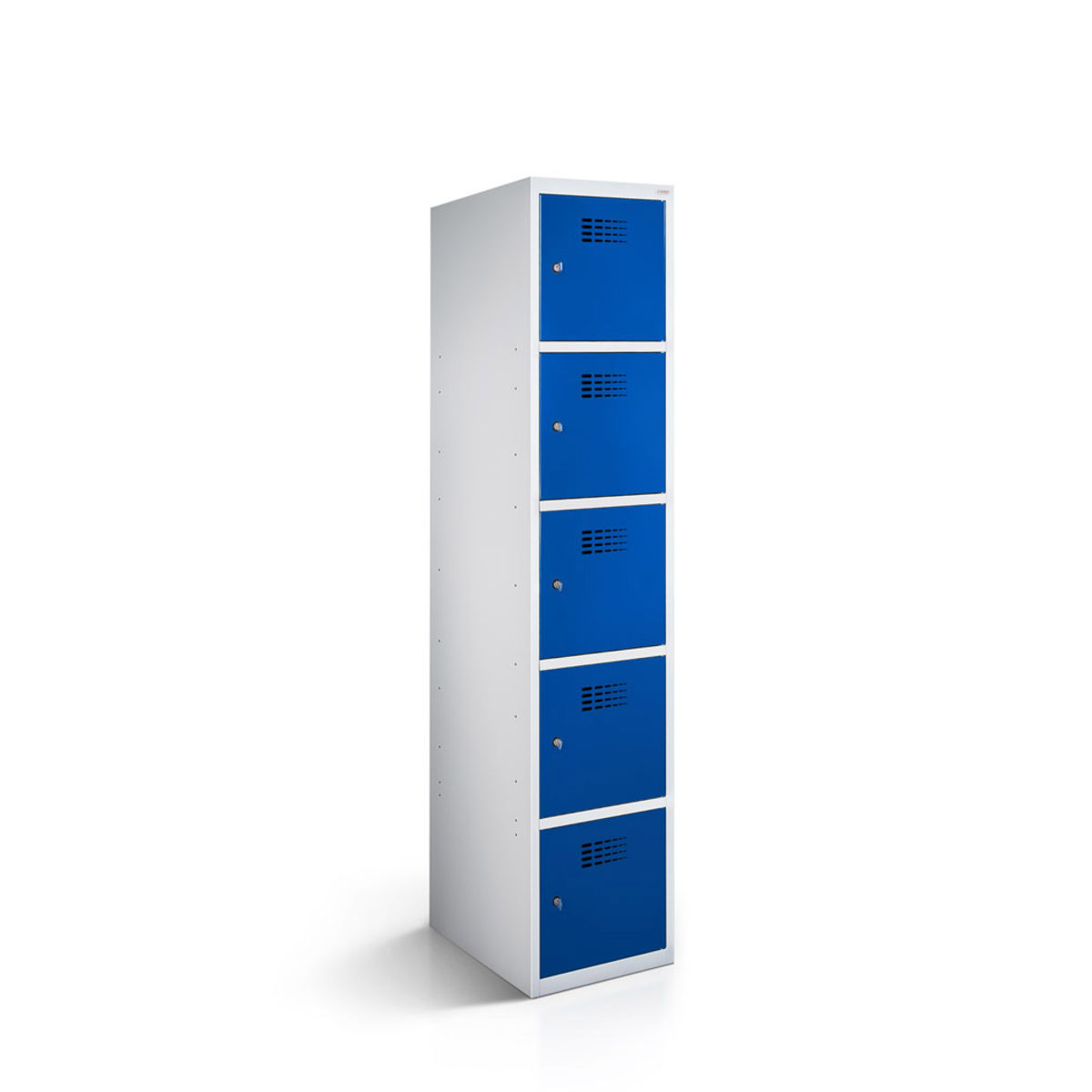 rotstahl Fächerschrank 5 Fächer mit lichtgrauem Korpus 40x50x180 cm (BxTxH); dunkelblau