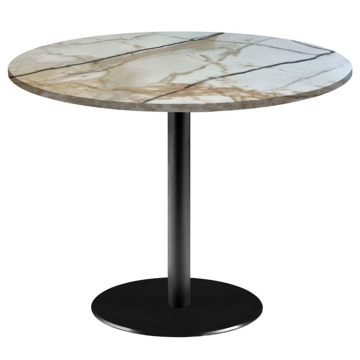 Tavolo Roma XL rotondo - laminato pietra RestooTab; 120x120x75x120 cm (LxLxHxØ); bianco lana/grigio/marmorizzato; rotonda