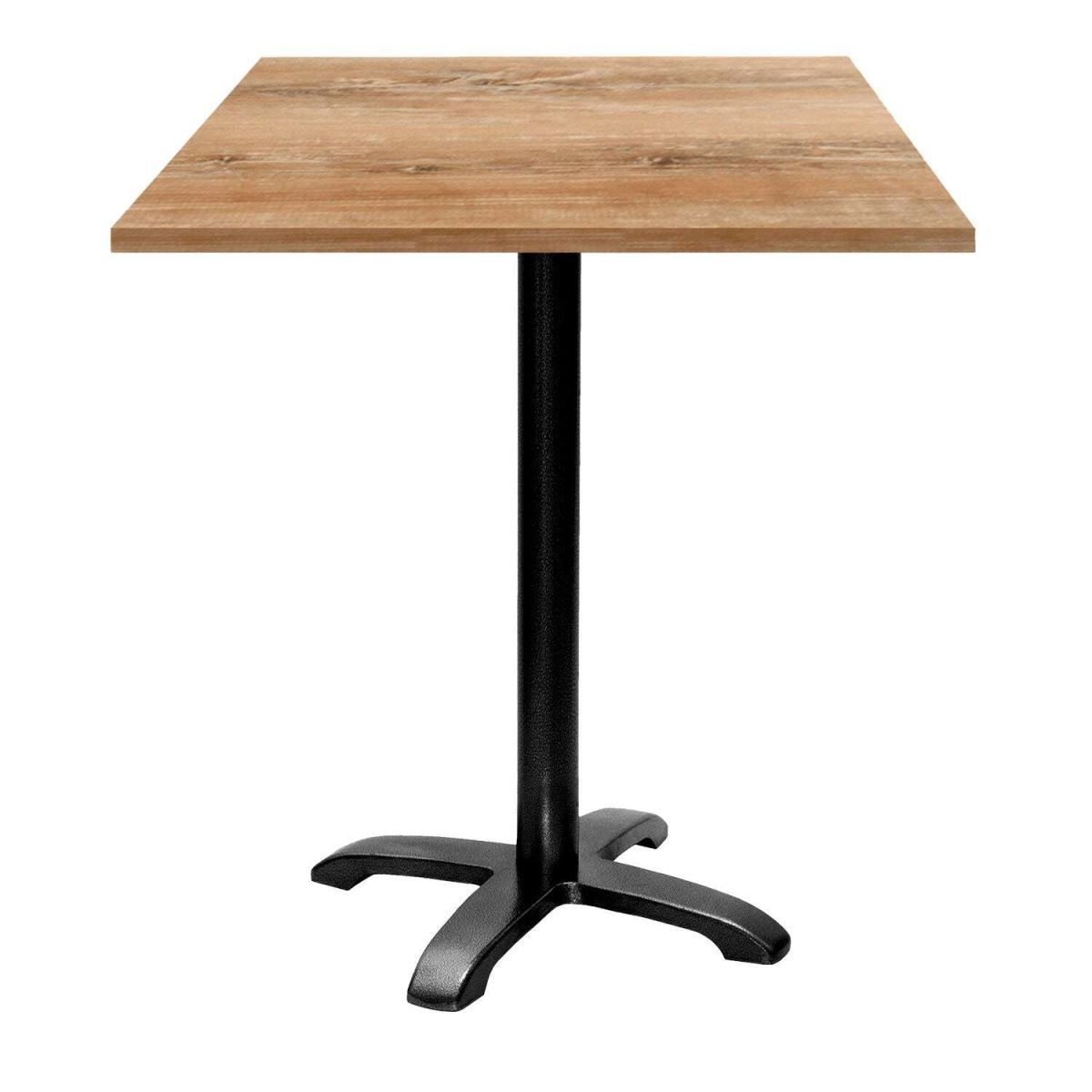 RestooTab Stehtisch Bazila quadratisch - Dekor Holz & Uni 70x70x113 cm (LxBxH); Platte eiche antik, Gestell schwarz; quadratisch