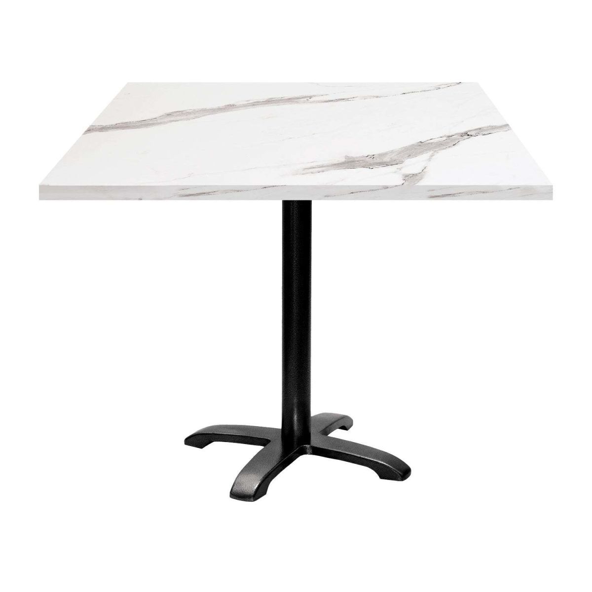 RestooTab Tisch Bazila quadratisch - Dekor Stein 90x90x74 cm (LxBxH); Platte weiß, Gestell schwarz; quadratisch