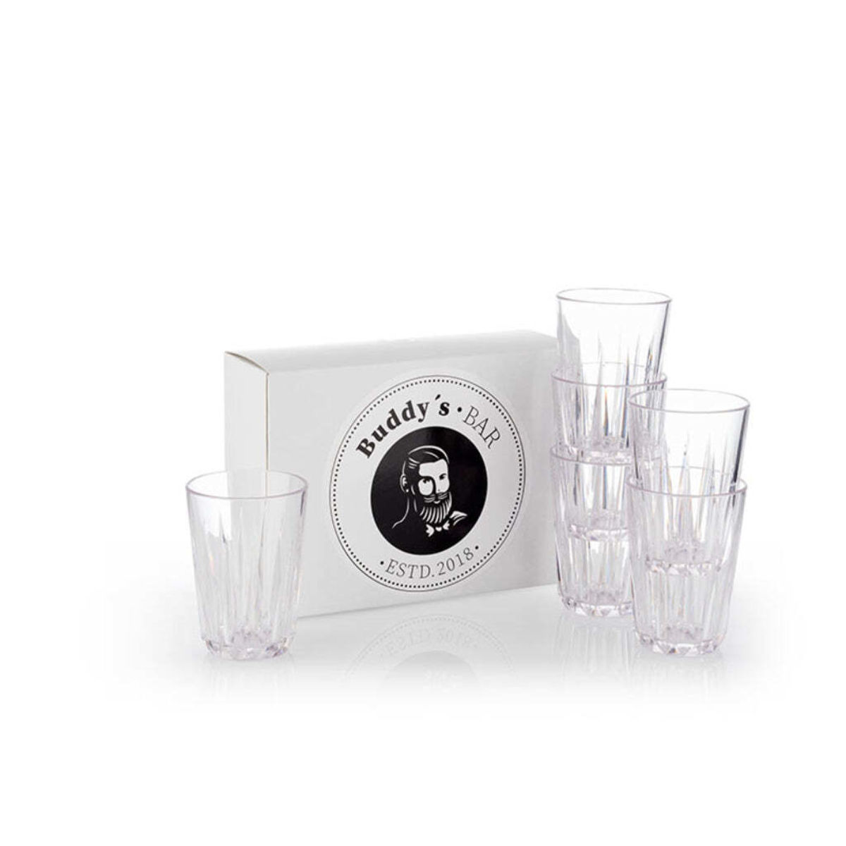 Buddy’s Bar Trinkbecher, 6er-Set, Tritan; 9.5 cm (H); transparent; 6 Stück / Pack