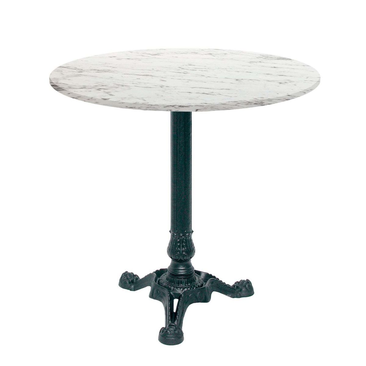 RestooTab Tisch Bistrot rund - Dekor Stein & Holz 70x70x75x70 cm (LxBxHxØ); weiß/steingrau/marmoriert; Gestell schwarz; rund