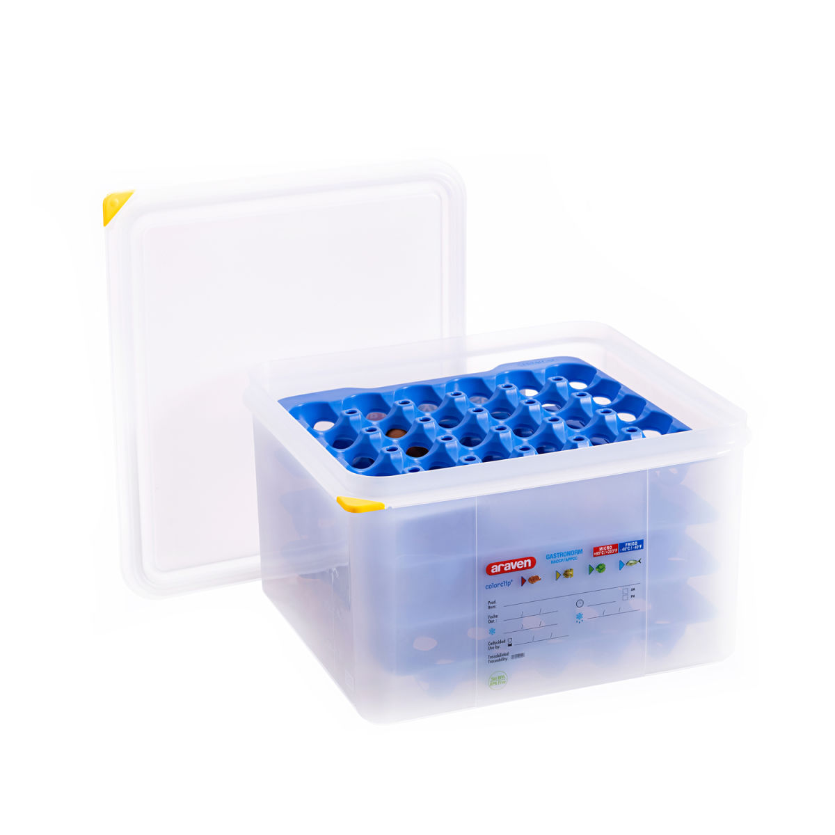 Araven Eierbox GN 2/3 GN 2/3, 25 l, 32.5x35.4x32.5 cm (LxBxT); transparent/blau