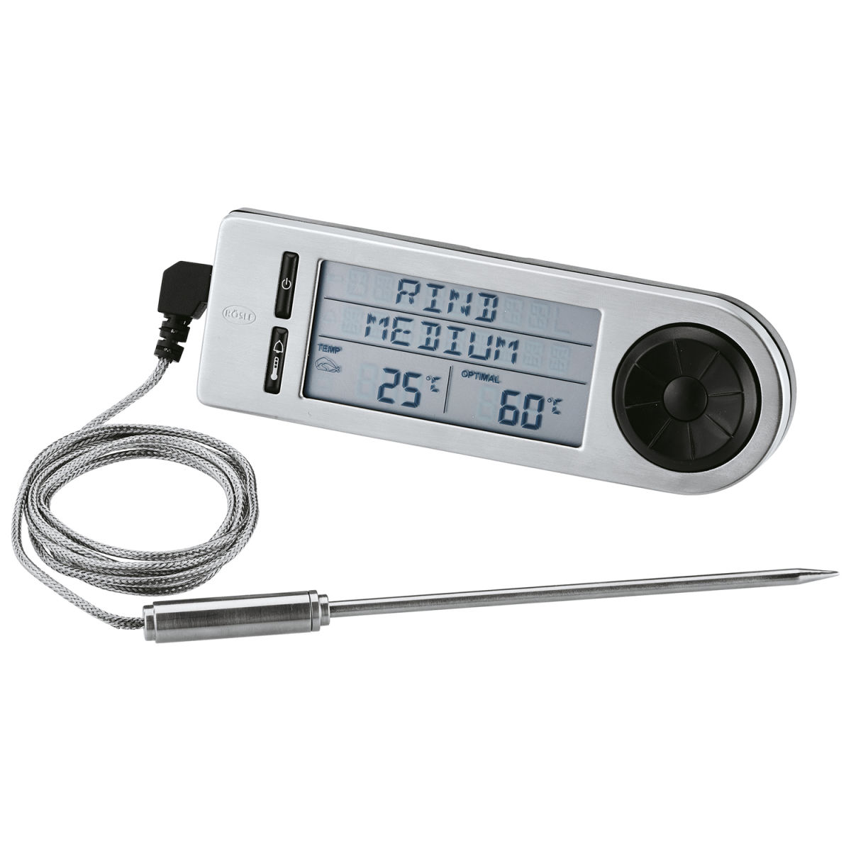 RÖSLE Bratenthermometer digital mit zwei Sensoren 15x4.8x2 cm (LxBxH); silber