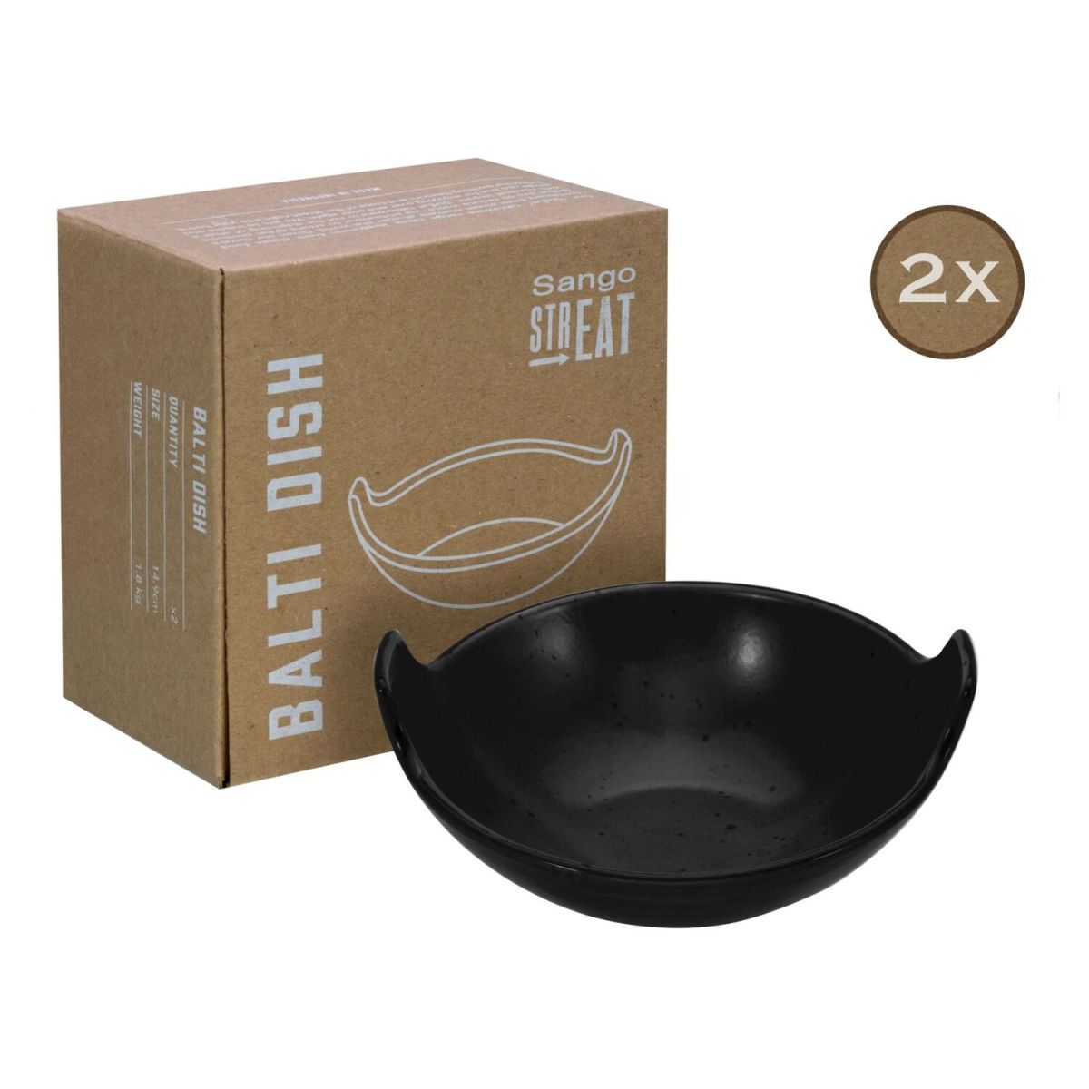CreaTable STREET FOOD - 2-er Balti Dish schwarz 300 ml, 17x15.5x7 cm (LxBxH); schwarz; rechteckig; 2 Stück / Pack