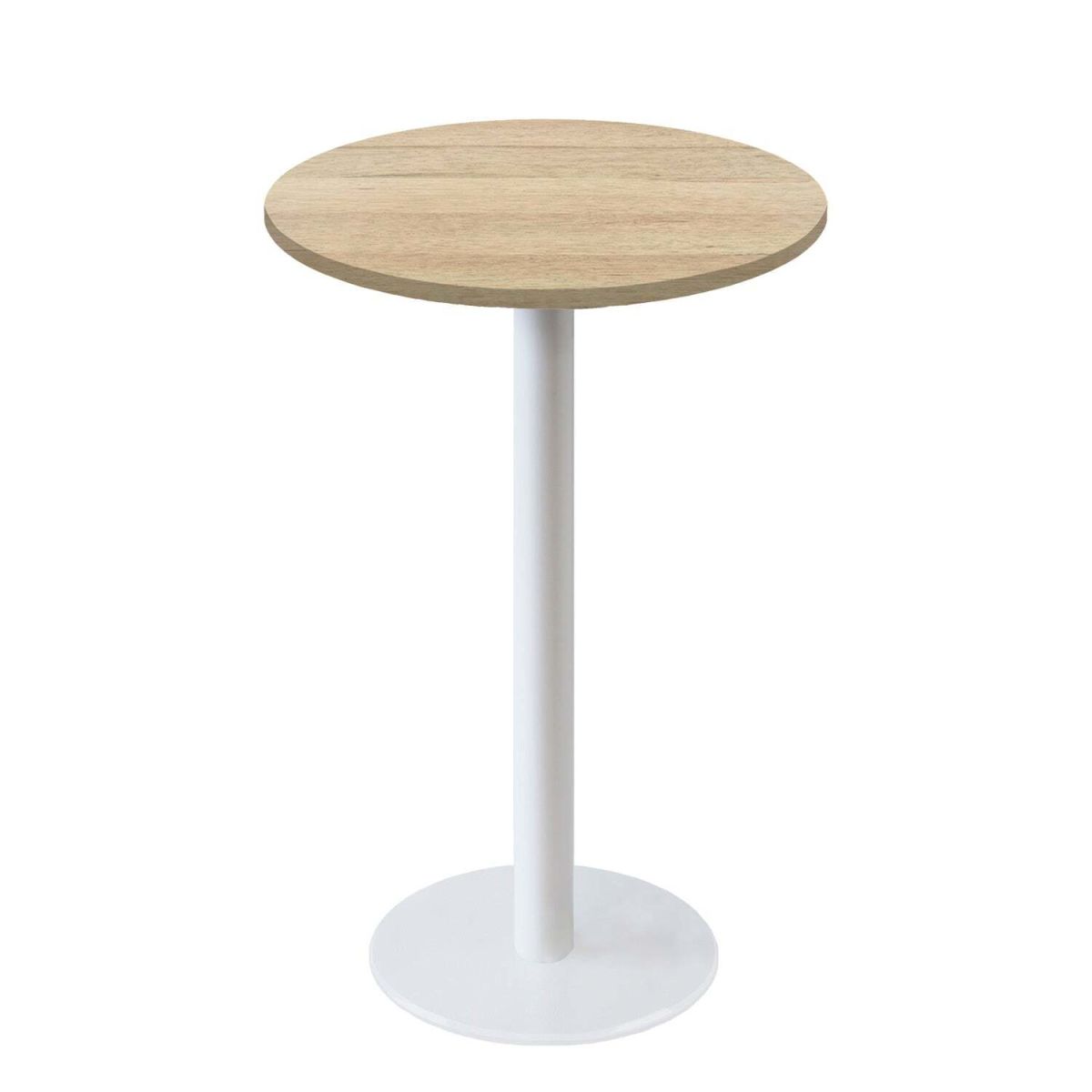Tavolo alto Roma rotondo base bianco - laminato legno & pietra RestooTab; 113x60 cm (HxØ); quercia; rotonda