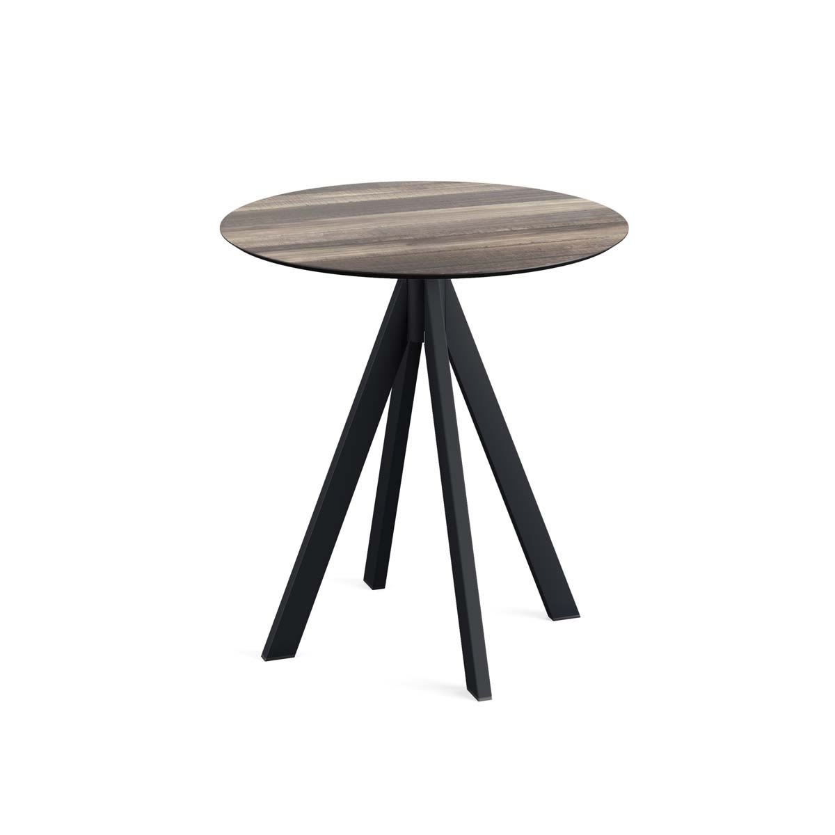Feros Terrassentisch Infinity Schwarz Gestell + HPL rund 73.2x70 cm (HxØ); hellbraun; rund