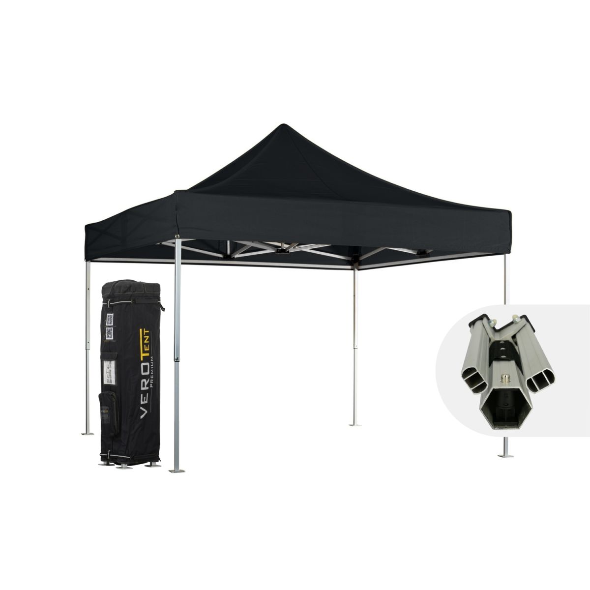 VeroTENT VeroTENT Faltpavillon 4x4m Luxea mit Dach 400x400x400 cm (LxBxH); schwarz