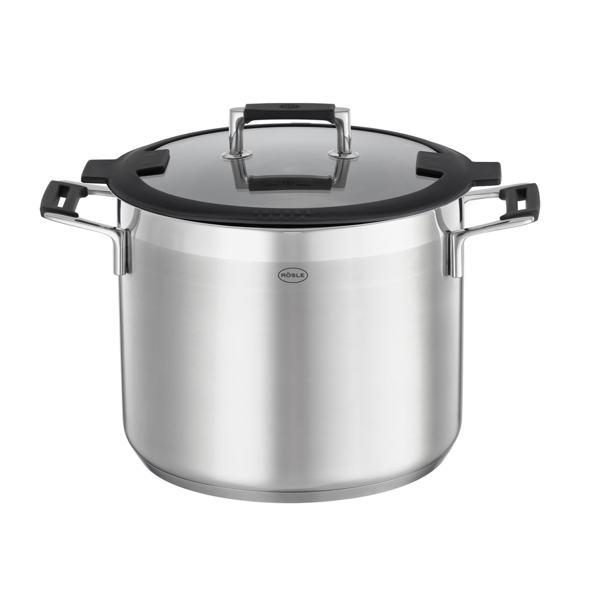 RÖSLE Kochtopf 24 cm hoch Silence Pro 34.5x25.5x25 cm (LxBxH); silber/schwarz