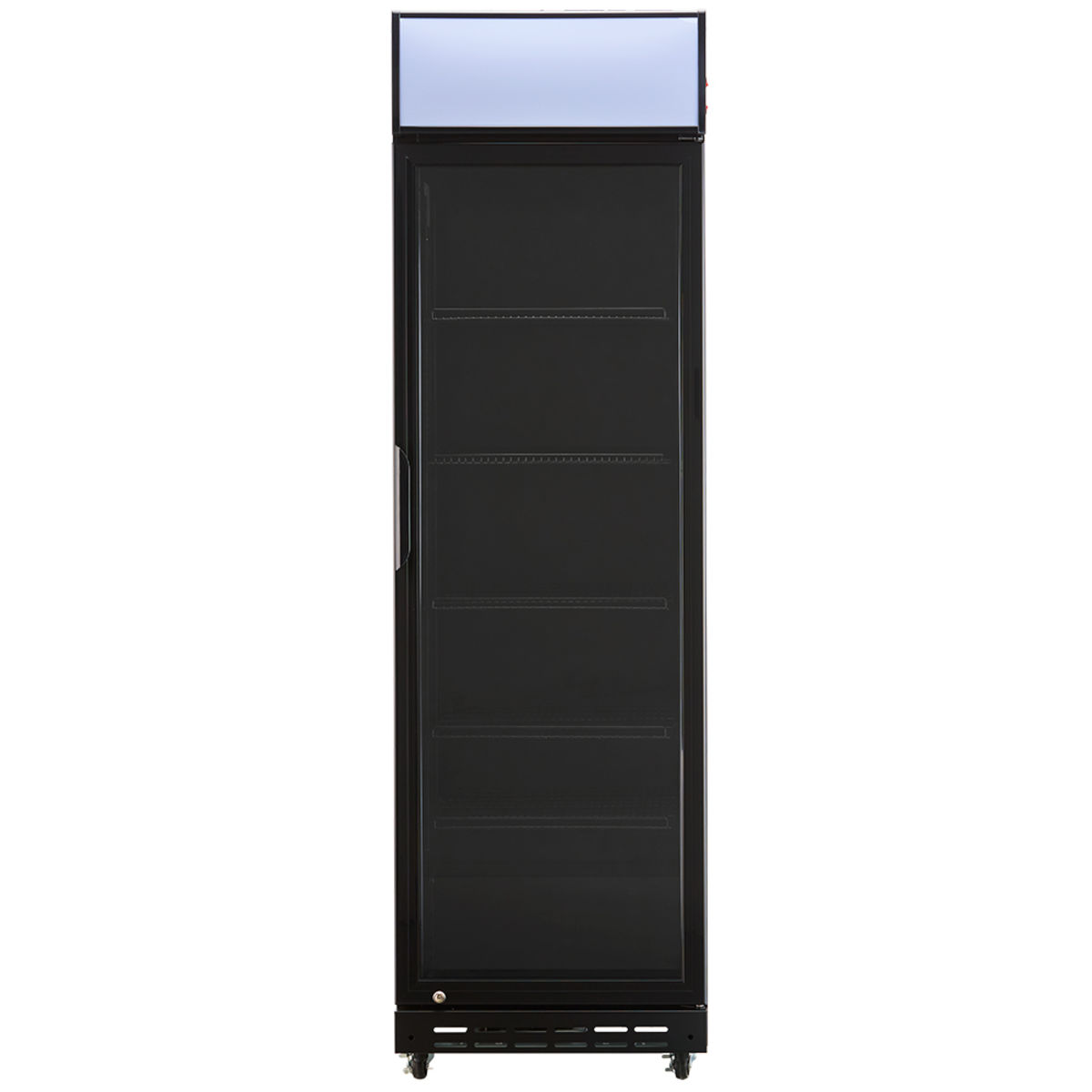 Stalgast Glastür-Kühlschrank mit Werbedisplay, eine Flügeltür 0.386 l, 57.7x197.8x60.5 cm (BxHxT); schwarz