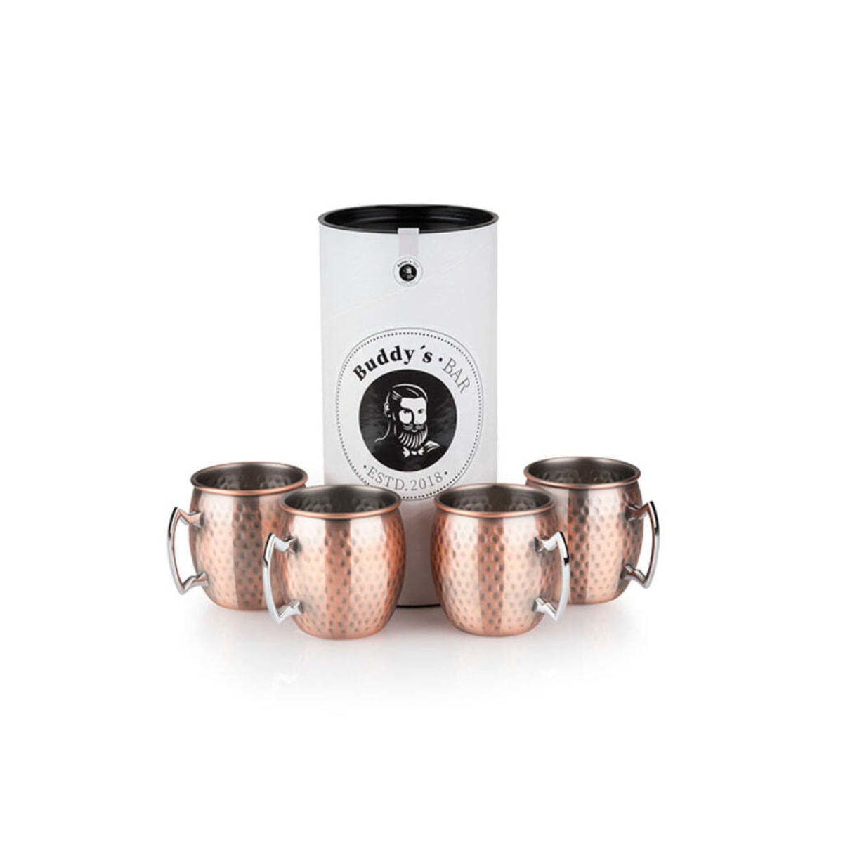 Buddy’s Bar Becher -MOSCOW MULE-, 4er-Set, Edelstahl gehämmert; 500 ml, 8.9x9.5 cm (ØxH); kupfer/edelstahl; 4 Stück / Pack