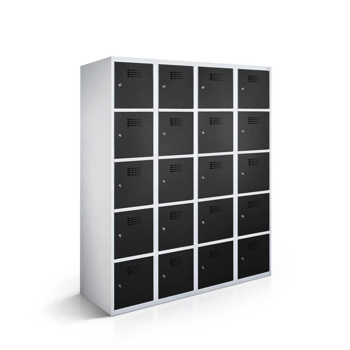 rotstahl Fächerschrank 20 Fächer mit lichtgrauem Korpus 120x50x180 cm (BxTxH); schwarz