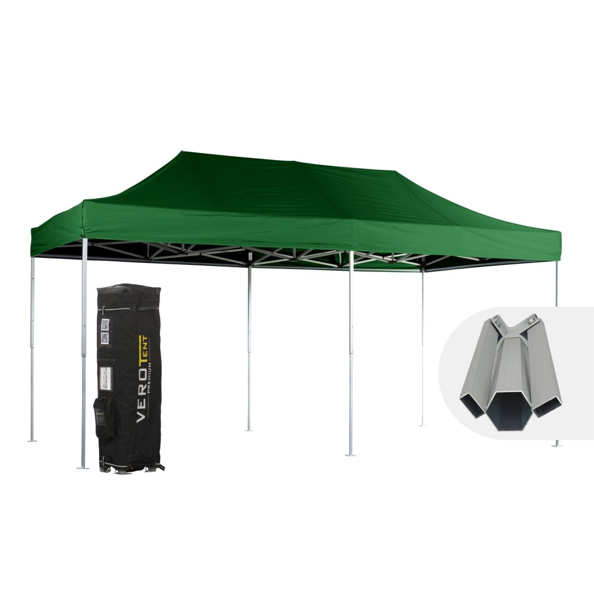 VeroTENT VeroTENT Faltpavillon 3x6m Budget50 mit Dach 300x600x330 cm (LxBxH); grün