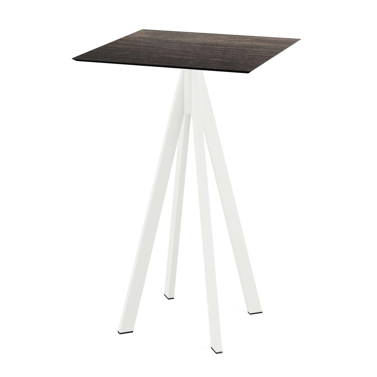 Feros Stehtisch Infinity Weiß Gestell + HPL quadratisch 70x70x109.2 cm (LxBxH); dunkelbraun; quadratisch
