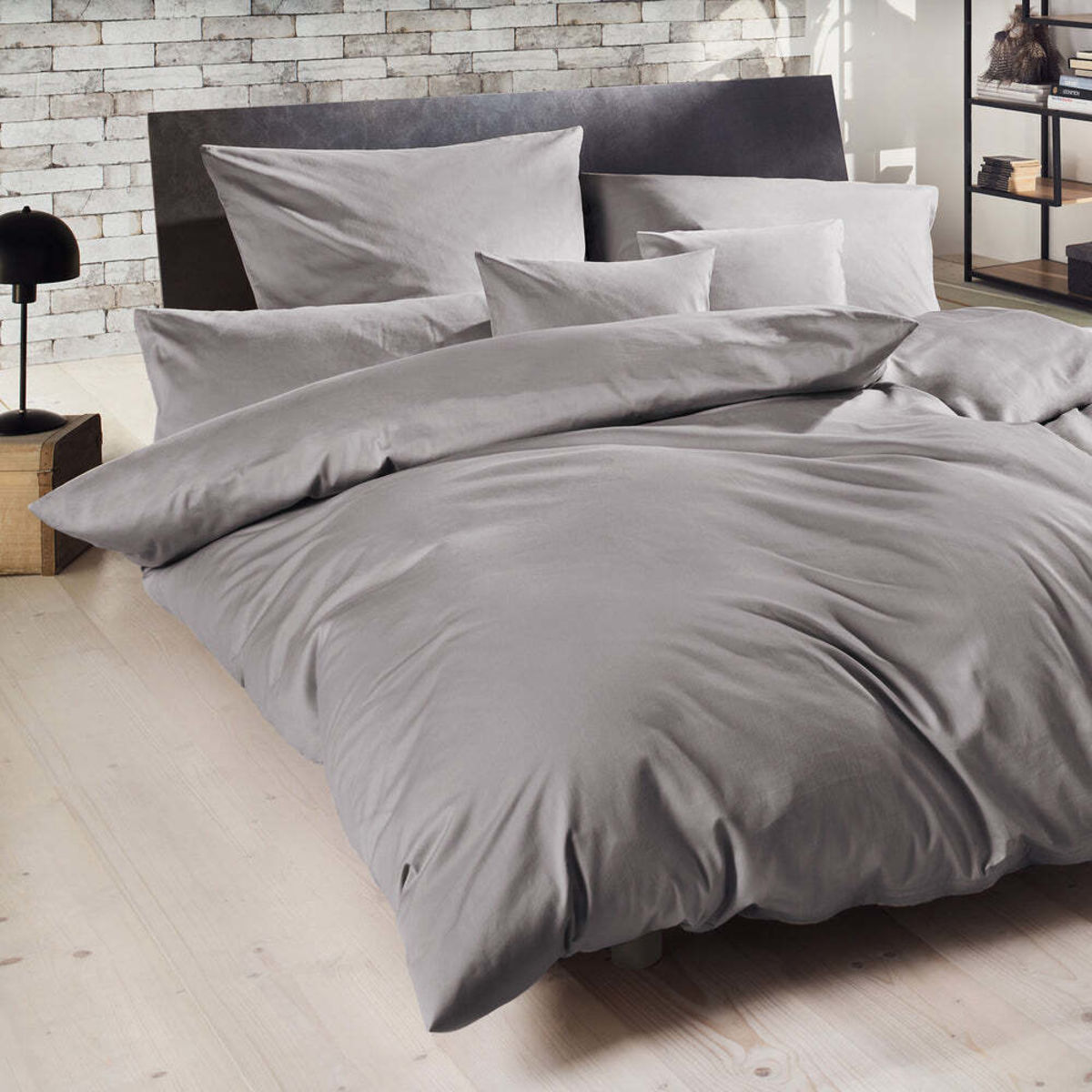 Decoper Decoper ® Mako-Satin Bettwäsche-Set aus 100% Baumwolle 155x220 cm (BxL), 80x80 cm (LxB); graphit