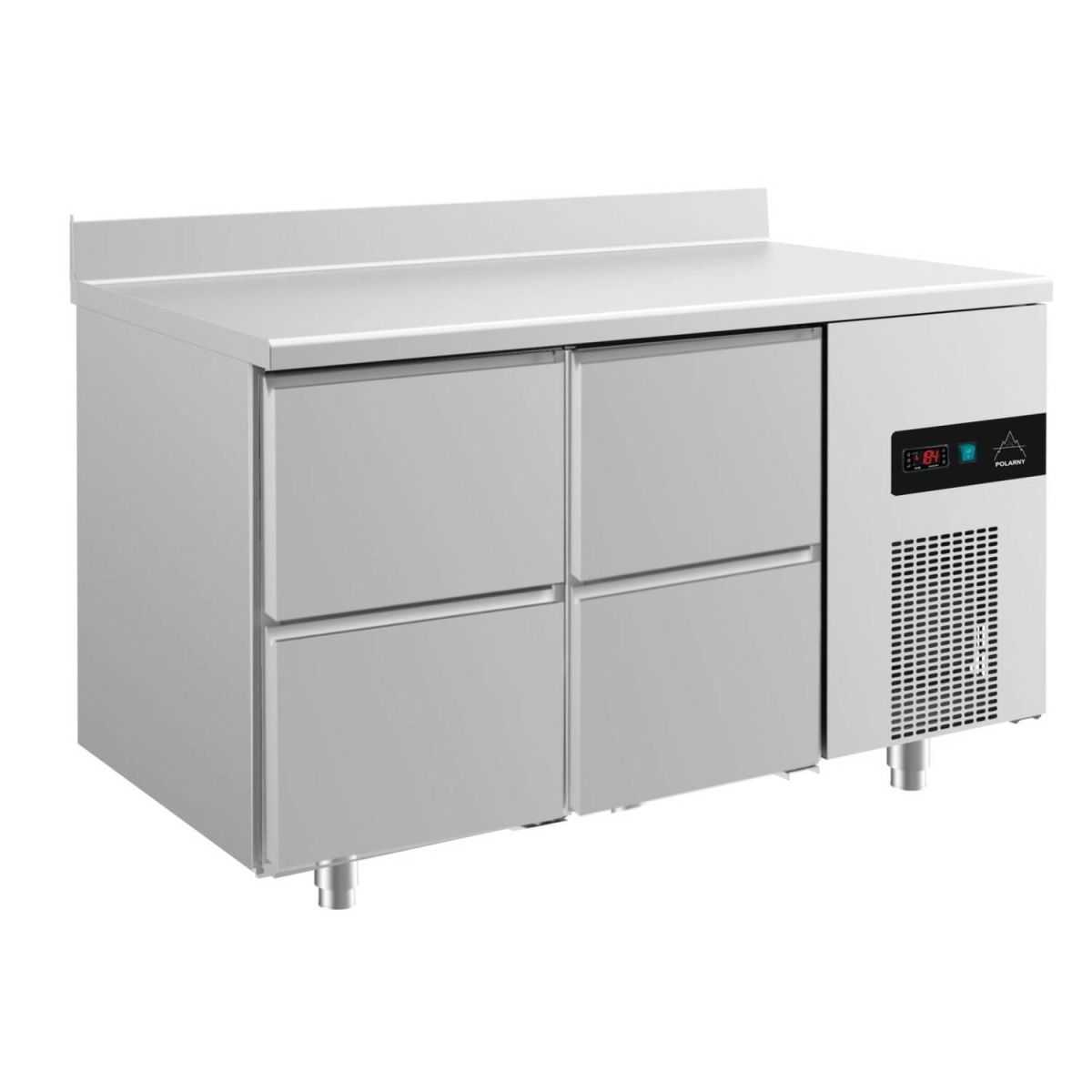 A&S Polarny Kühltisch -2 bis +8°C 1400x700x850mm mit 2x zwei Schubladen u. Aufkantung 140x85x70 cm (BxHxT); silber