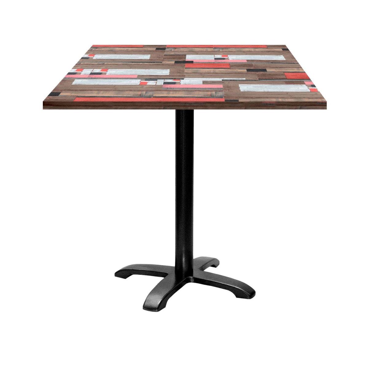 RestooTab Tisch Bazila quadratisch - Dekor Holz 70x70x74 cm (LxBxH); Platte mehrfarbig, Gestell schwarz; quadratisch