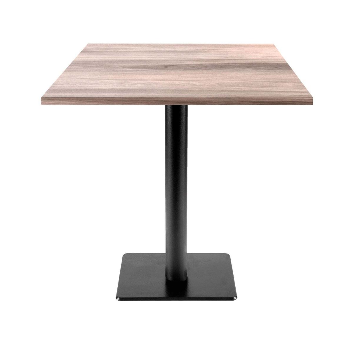 RestooTab Tisch Milan T quadratisch - Dekor Holz 70x70x75 cm (LxBxH); Platte eiche/hellgrau, Gestell schwarz; quadratisch