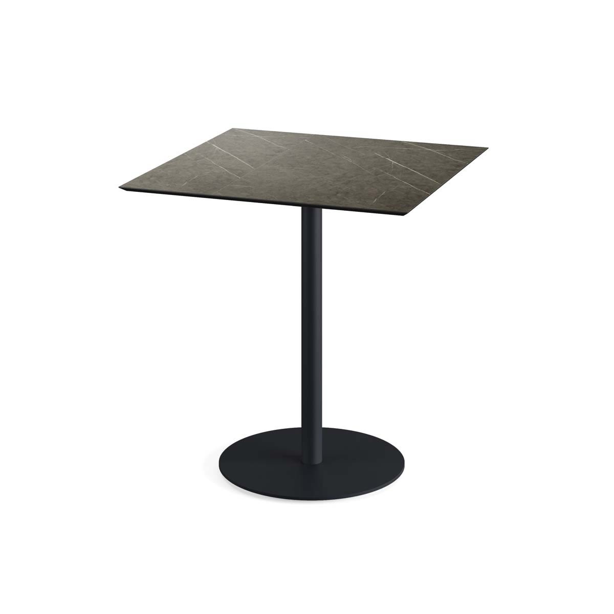 Feros Terrassentisch Urban Schwarz Gestell + HPL quadratisch 70x70x73.2 cm (LxBxH); braun; quadratisch