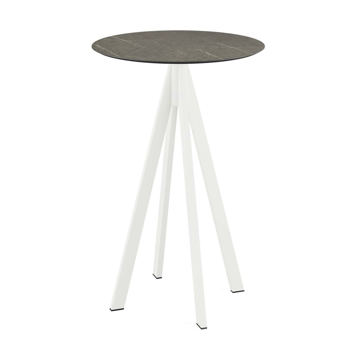 Feros Stehtisch Infinity Weiß Gestell + HPL rund 109.2x70 cm (HxØ); braun; rund