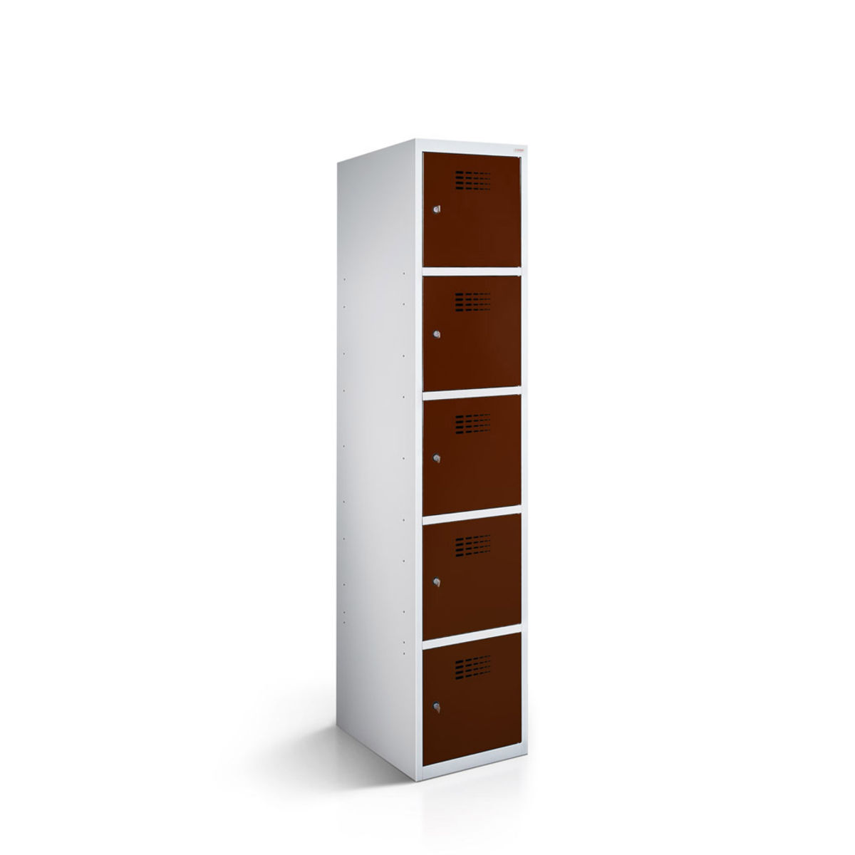 rotstahl Fächerschrank 5 Fächer mit lichtgrauem Korpus 40x50x180 cm (BxTxH); mahagoni