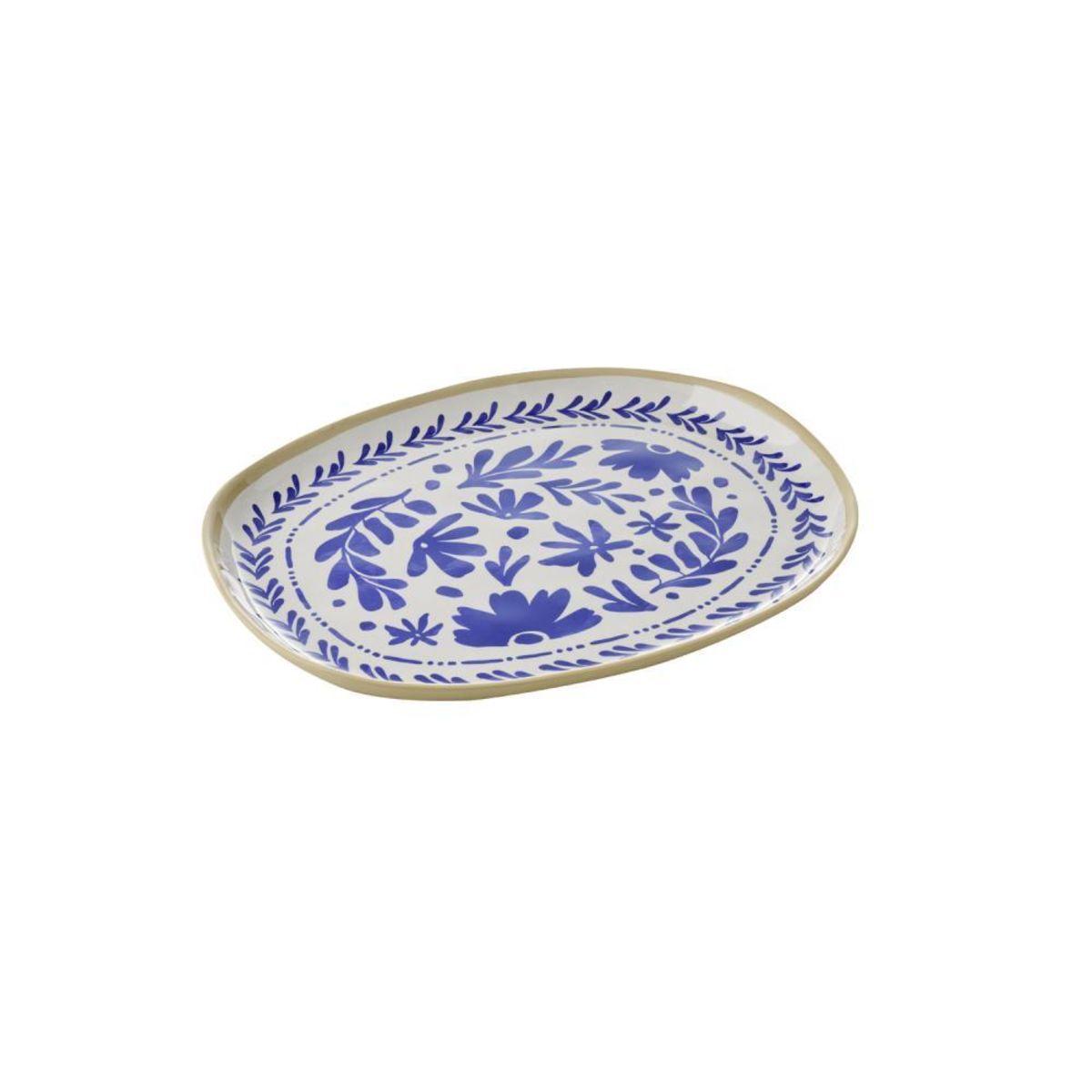 APS GN Tablett -FLORYN-; 32.5x26.5x2.5 cm (LxBxH); weiß/beige/blau; oval