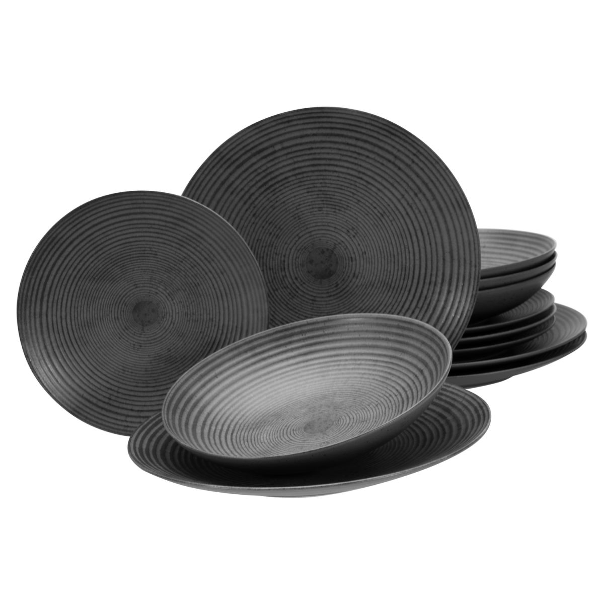 Catania - Set di piatti 12 pezzi CreaTable; antracite