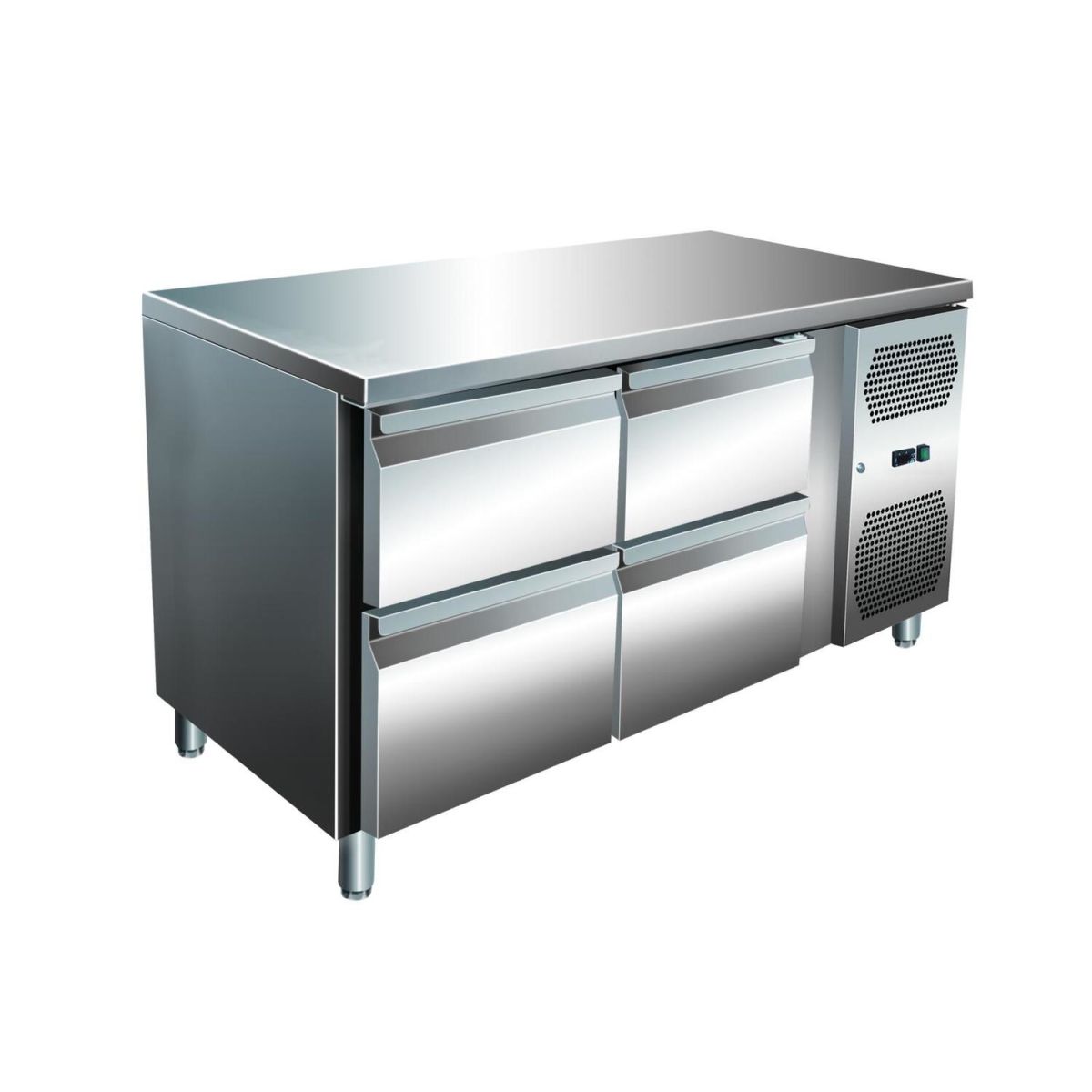 A&S Polarny VIP Kühltisch mit 2 x 2 Schubladen -2 bis +8°C 1.360x700x860 mm 136x86x70 cm (BxHxT); edelstahl