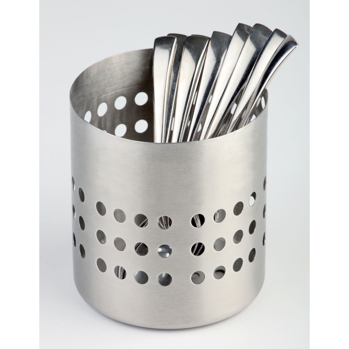 APS Besteckbehälter, Edelstahl matt poliert 10x10x10x10 cm (LxBxØxH); silber
