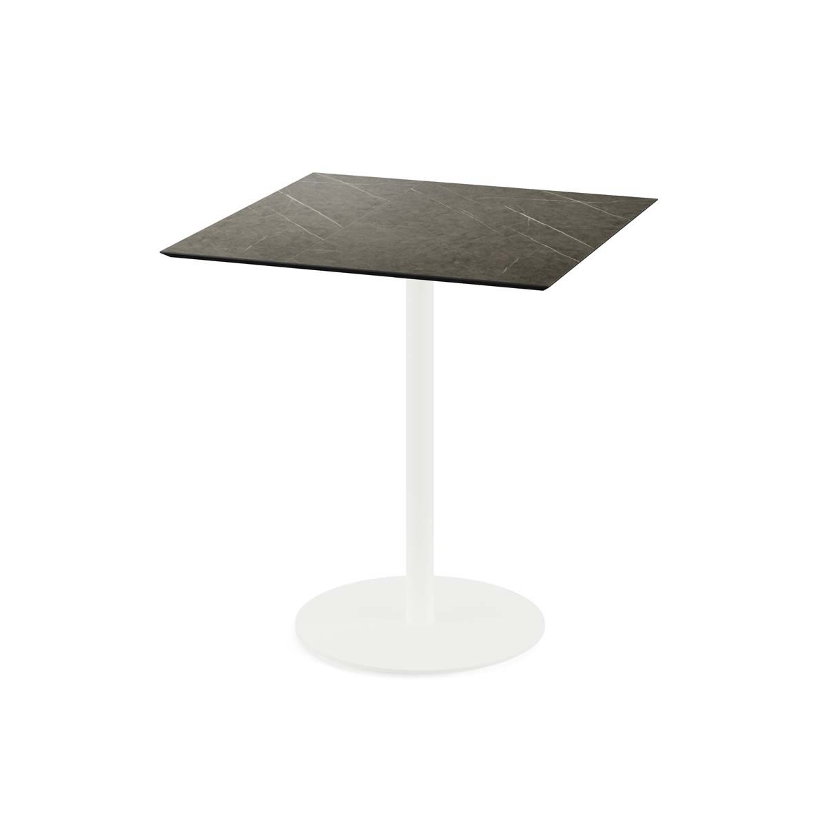 Feros Terrassentisch Urban Weiß Gestell + HPL quadratisch 70x70x73.2 cm (LxBxH); braun; quadratisch
