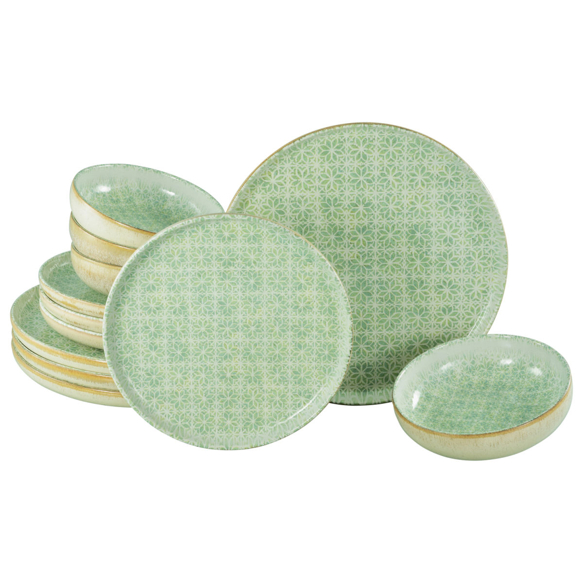 CreaTable Uno Emiliana - Tellerset 12-tlg grün