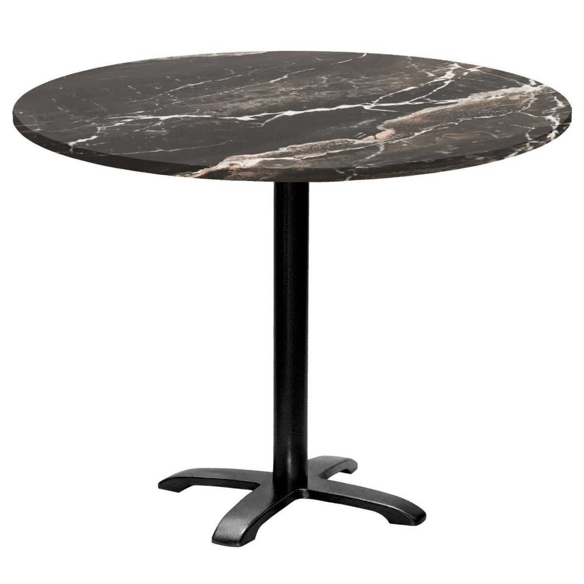 RestooTab Tisch Bazila rund - Dekor Stein 74x110 cm (HxØ); Platte schwarz, Gestell schwarz; rund