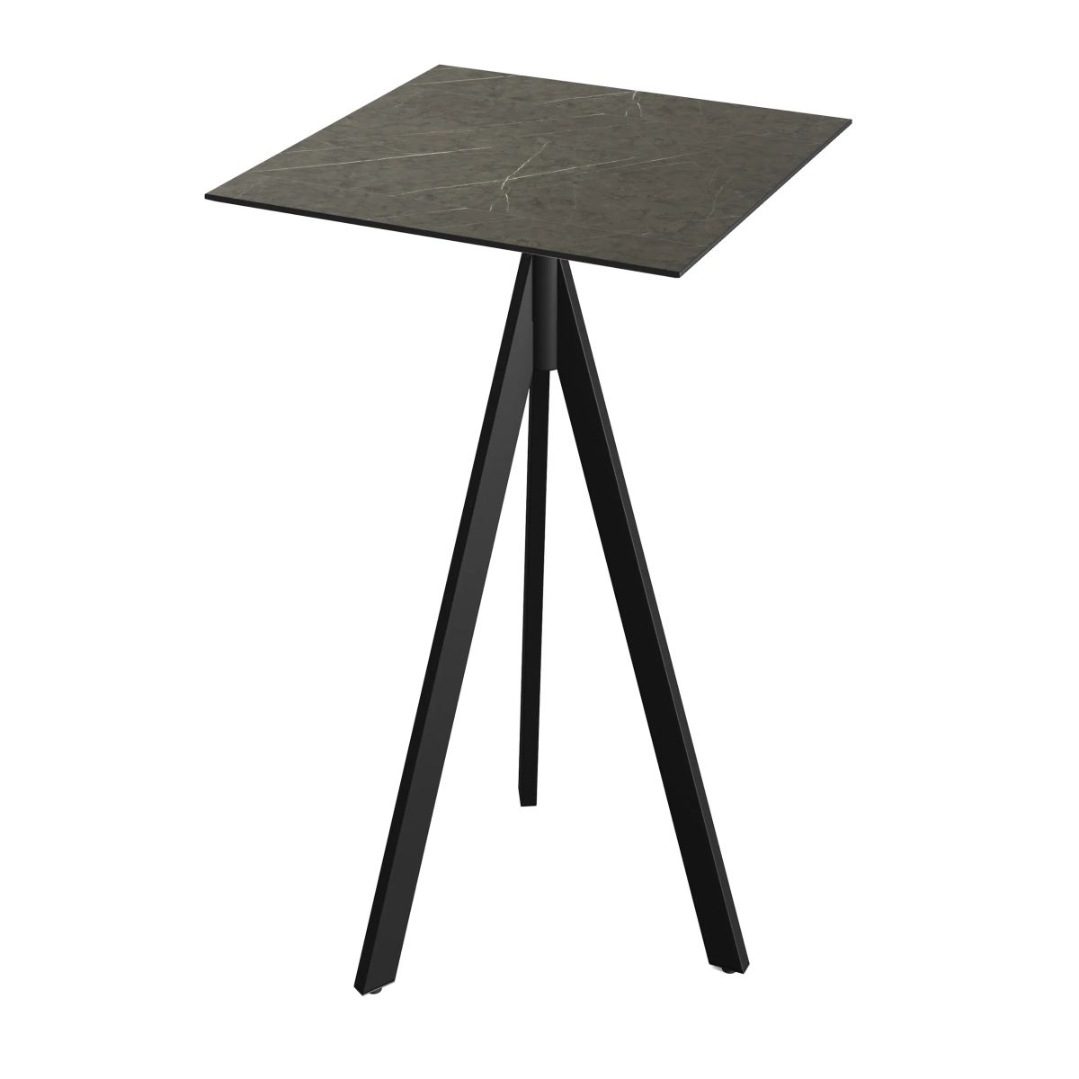 Feros Tavolo alto Infinity Tripod base + HPL 70x70 cm; 70x70x110 cm (LxLxH); nero/marrone; quadrata
