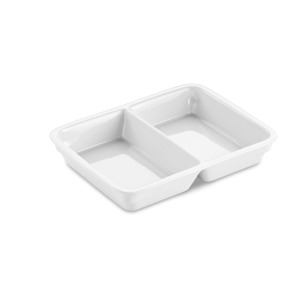 thermohauser Schale 1/2 geteilt, Premium-Porzellan 1560 ml, 23.5x17.5x3.8 cm (LxBxH); weiß