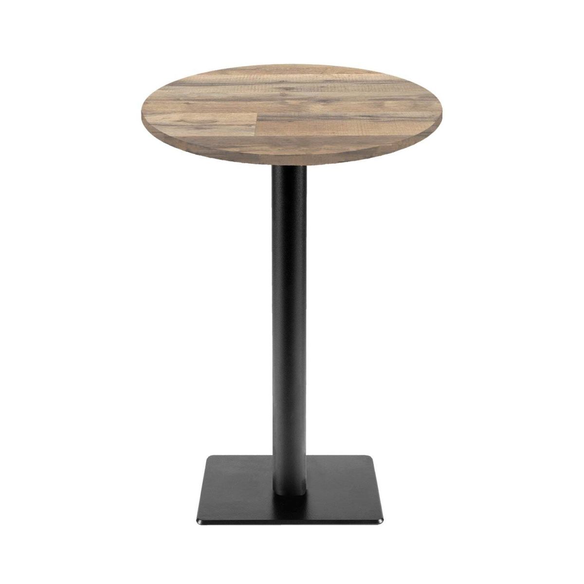 Tavolo alto Milano-T rotondo - laminato legno & tinta unita RestooTab; 113x60 cm (HxØ); quercia/marrone vintage; rotonda