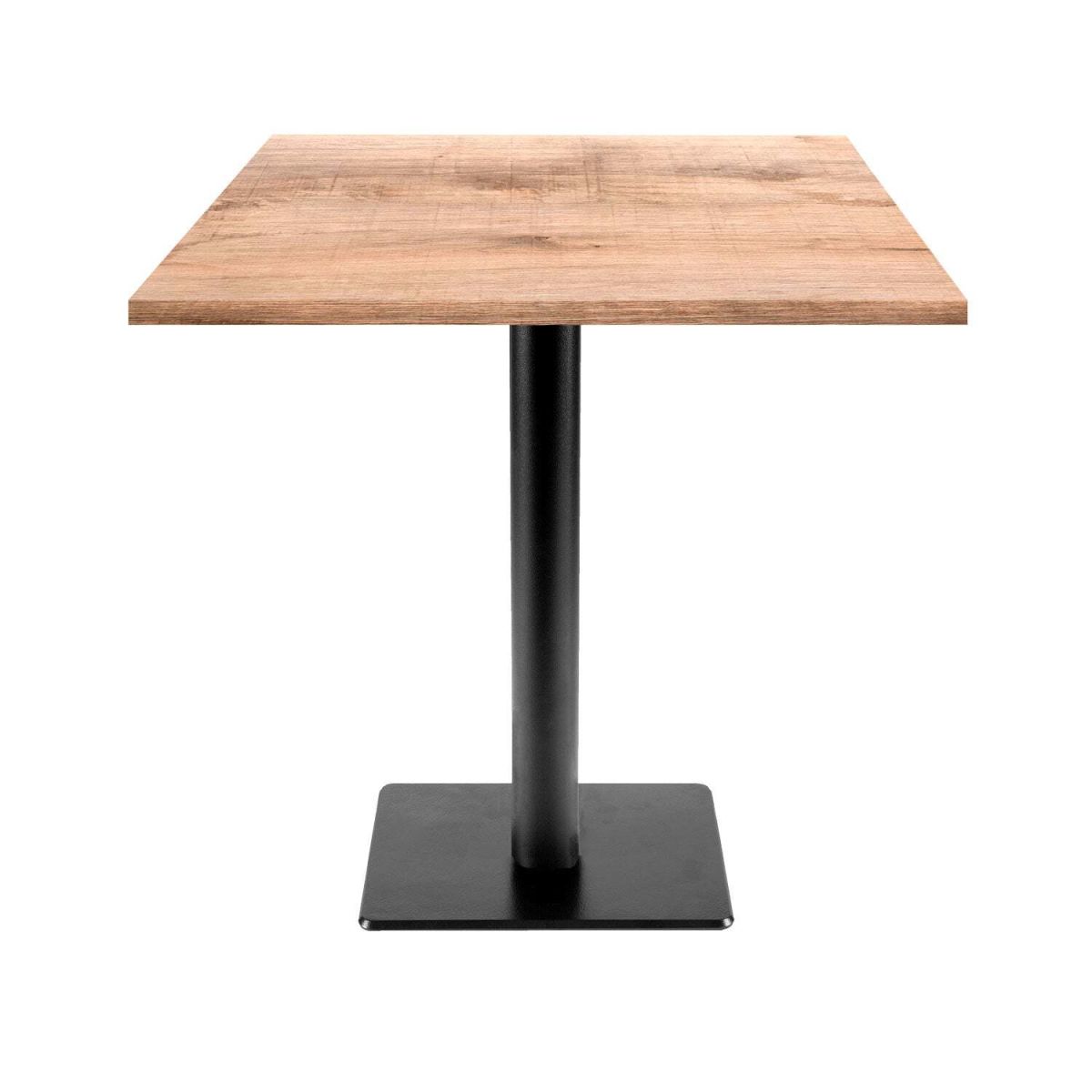 RestooTab Tisch Milan T quadratisch - Dekor Holz 70x70x75 cm (LxBxH); Platte eiche/hellbraun, Gestell schwarz; quadratisch