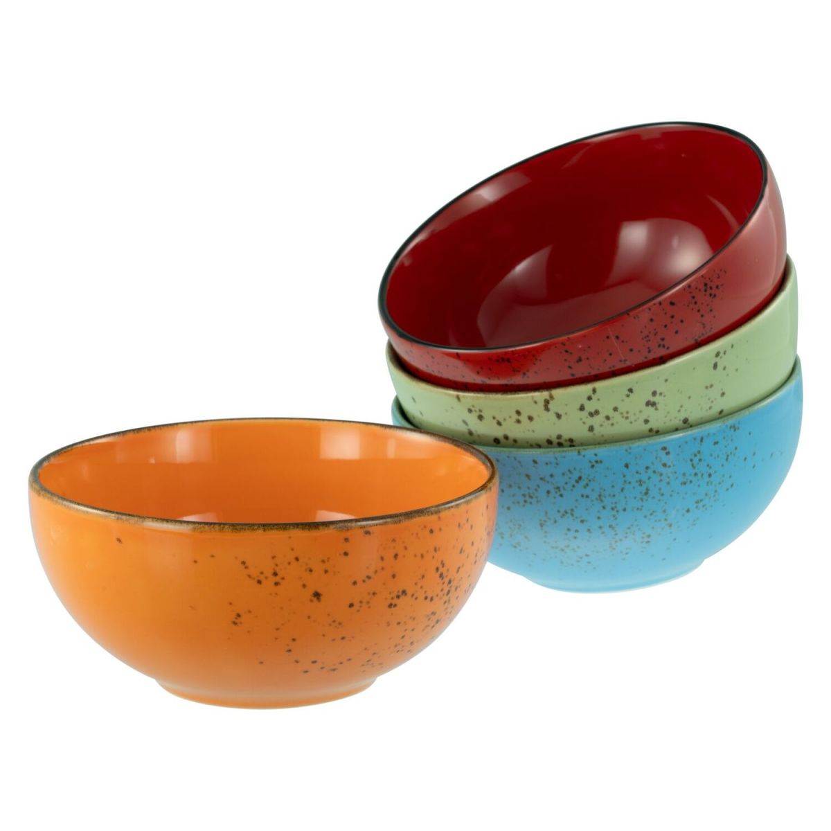 CreaTable Nature Collection - Buddha Bowl 4-tlg 900 ml, 17.5x8.5 cm (ØxH); orange/petrol/grün/rot; rund; 4 Stück / Pack