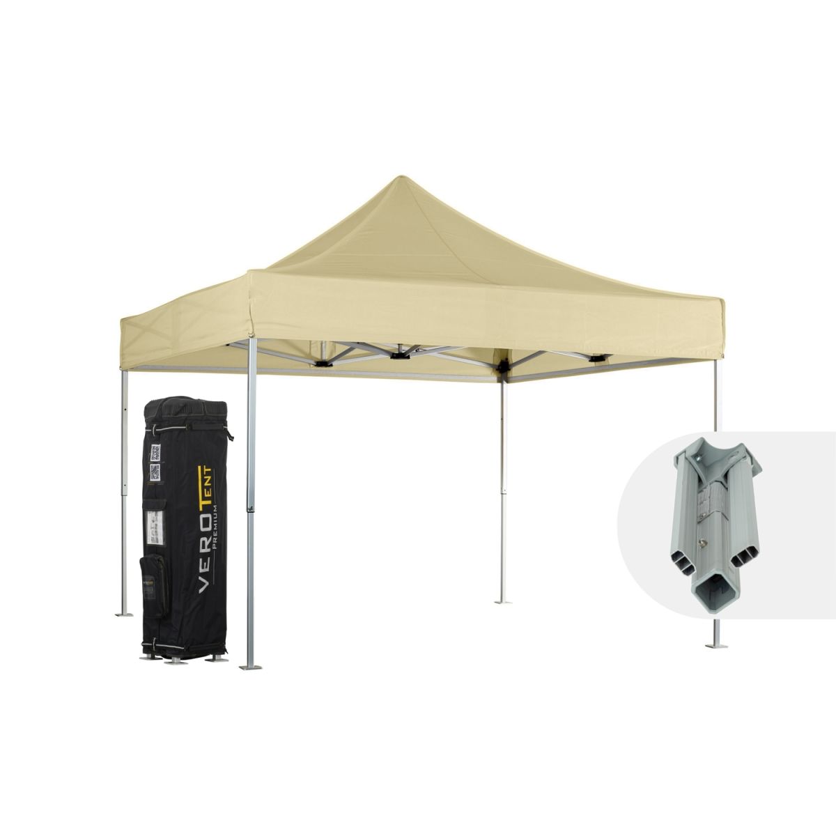 VeroTENT VeroTENT Faltpavillon 4x4m Classic mit Dach 400x400x400 cm (LxBxH); beige