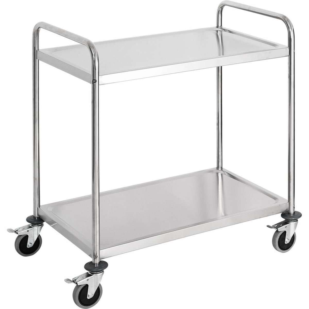 Carrello di servizio in acciaio inox, con due ripiani Stalgast; 84.5x52.5x94 cm (LxPxH); argento