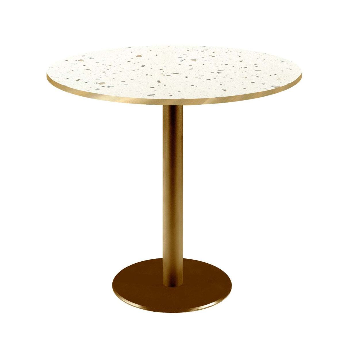 RestooTab Tisch Rome rund Gestell goldmetallic - Kanten messingfarben 75x70 cm (HxØ); Platte terrazzo, Gestell messing; rund