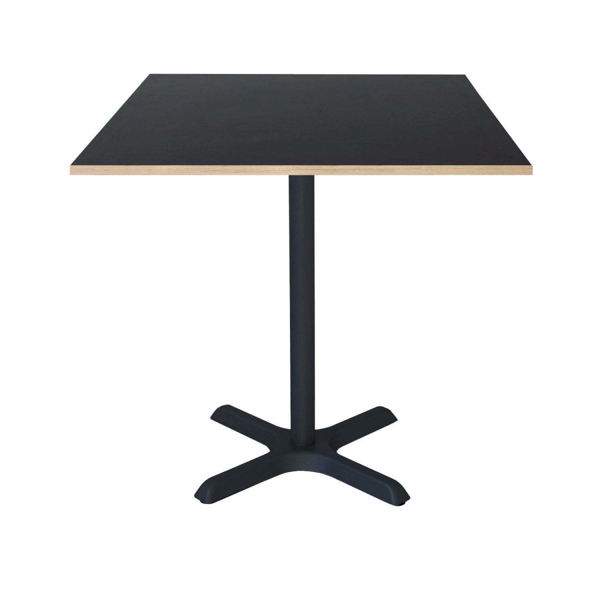 RestooTab Tisch Dina quadratisch - Dekor Holz & Uni 70x70x74 cm (LxBxH); Platte schwarz, Gestell schwarz; quadratisch