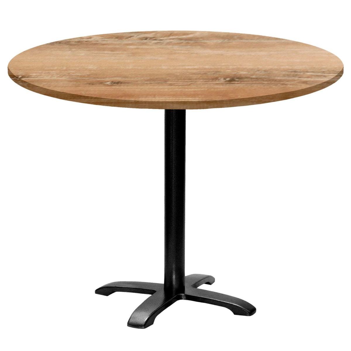 RestooTab Tisch Bazila rund - Dekor Holz 74x110 cm (HxØ); Platte eiche antik, Gestell schwarz; rund