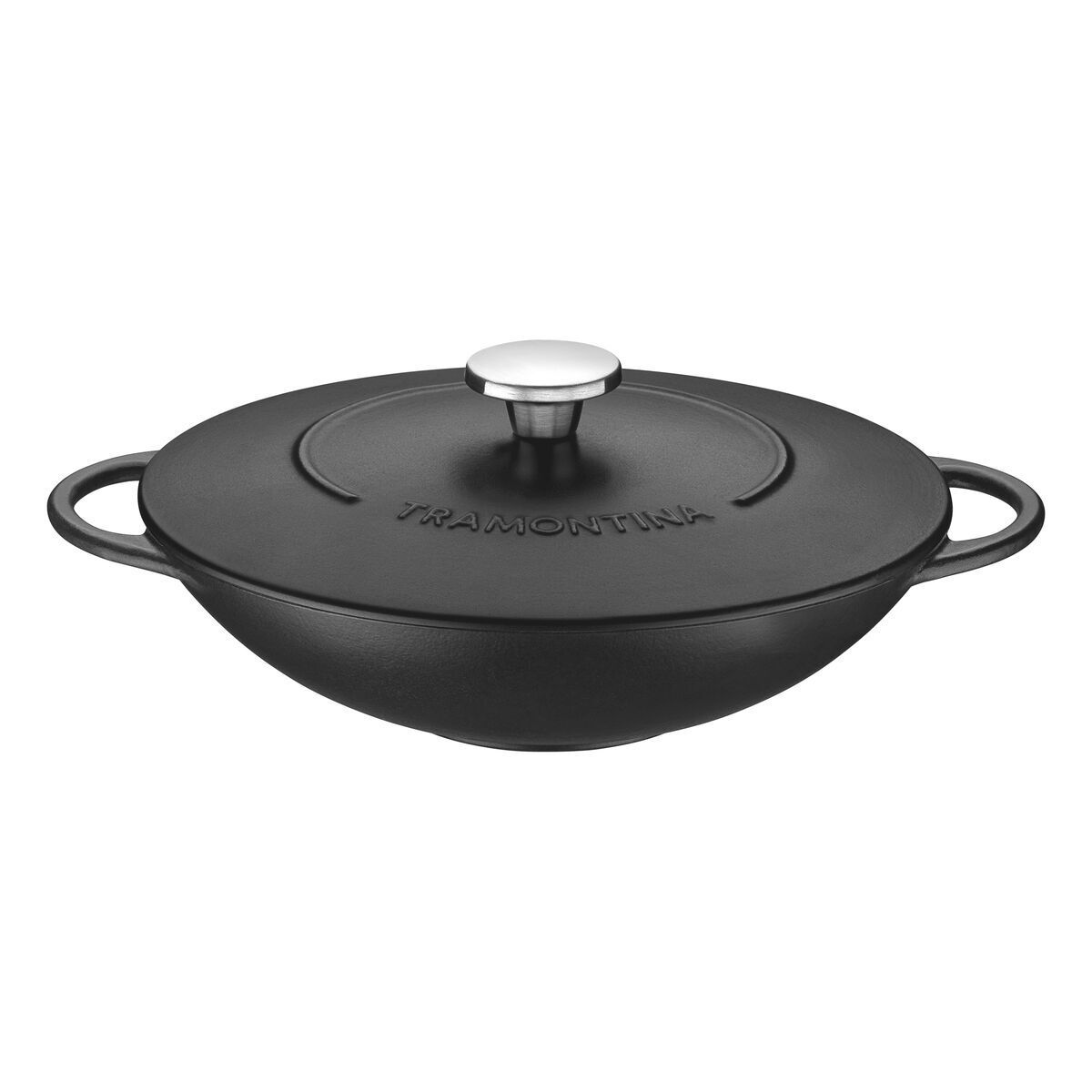 TRAMONTINA Gusseisen Wok Trento 32 cm (Ø); schwarz; rund