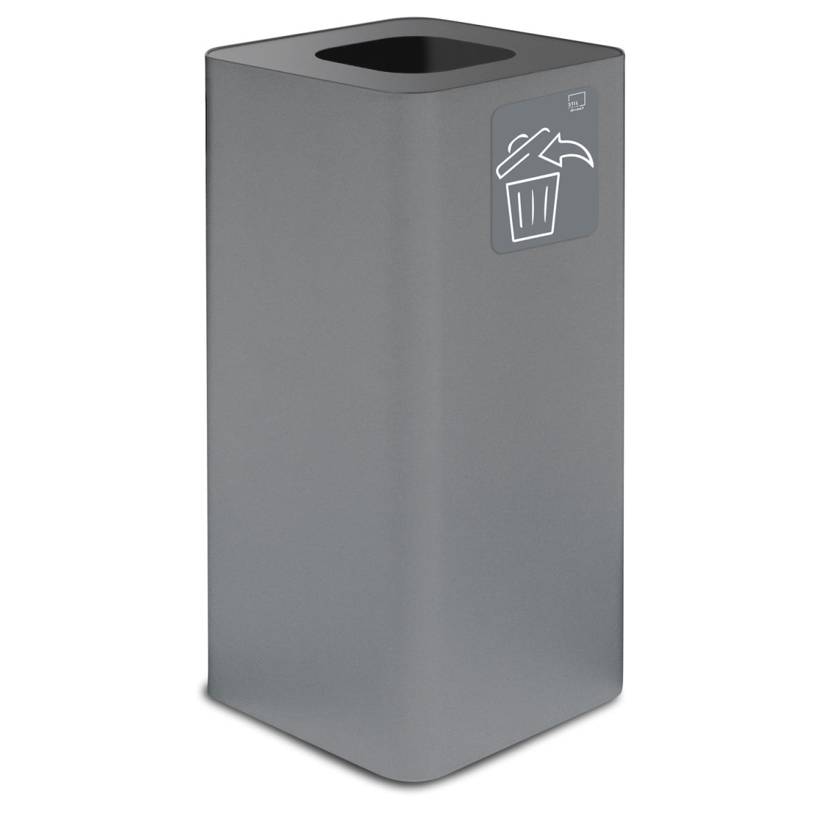 STIL CASA Stil Casa PURE Abfallsammelbehälter, Stahl lackiert 100 l, 38.3x38.3x82.5 cm (LxBxH); grau; rechteckig