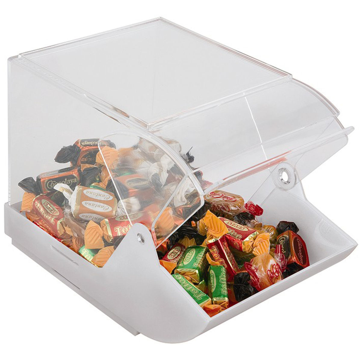 APS Universalbox, mit Öffnungsklappe; 23x14x15.5 cm (LxBxH); transparent/weiß