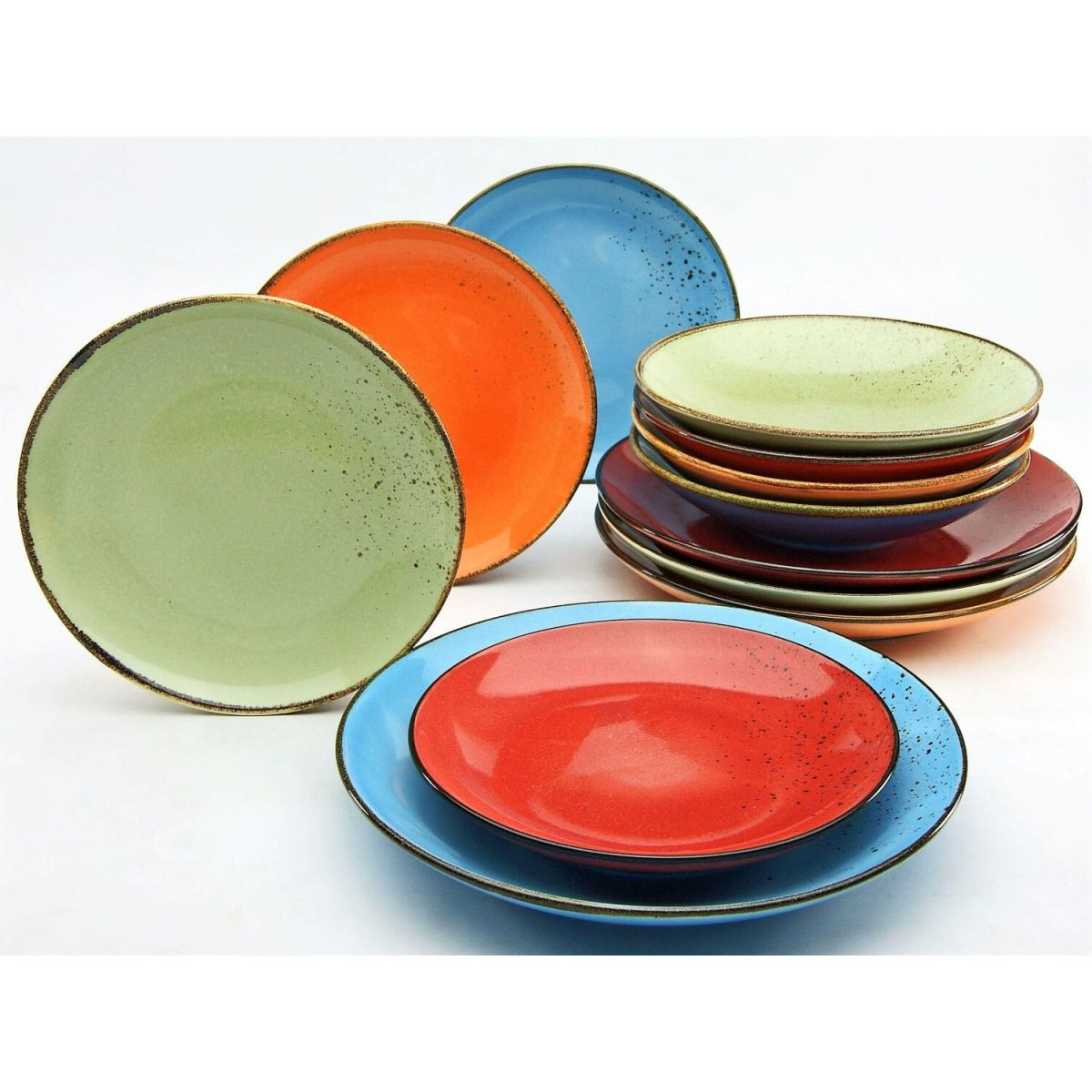 CreaTable Nature Collection - Tellerset 12-tlg blau/grün/orange/rot