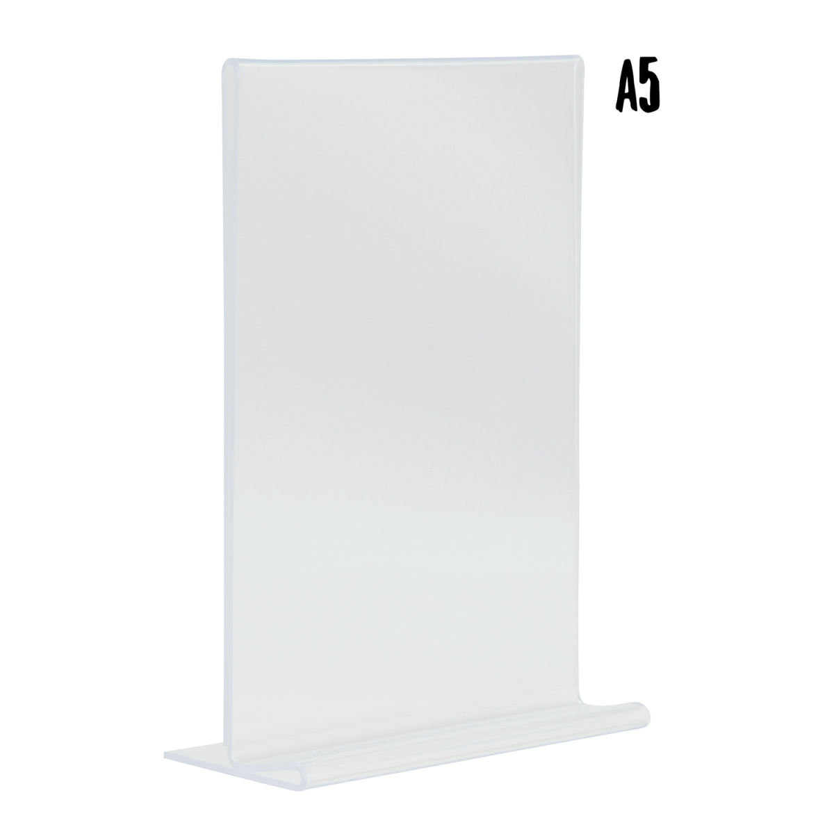 Porta-poster trasparente A6 - Verticale - Acrilico - Doppia faccia Securit; 5.5x15x21.5 cm (LxLxH); argento
