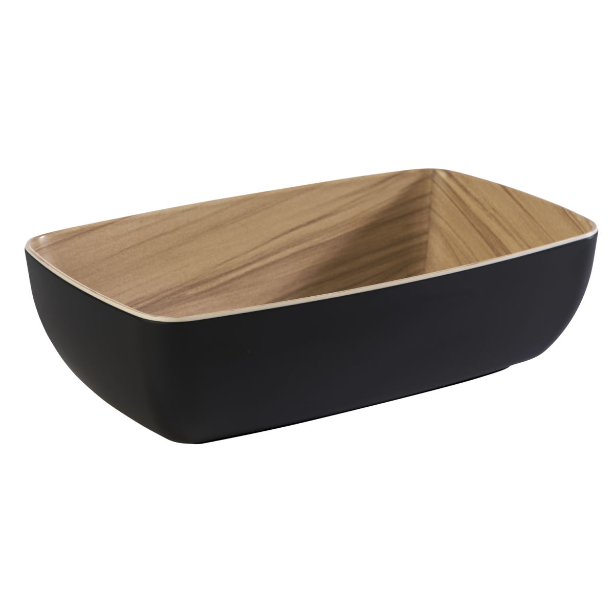 APS GN 1/4 Schale FRIDA, Melamin 1800 ml, 26.5x16.2x7.5 cm (LxBxH); beige/schwarz; rechteckig
