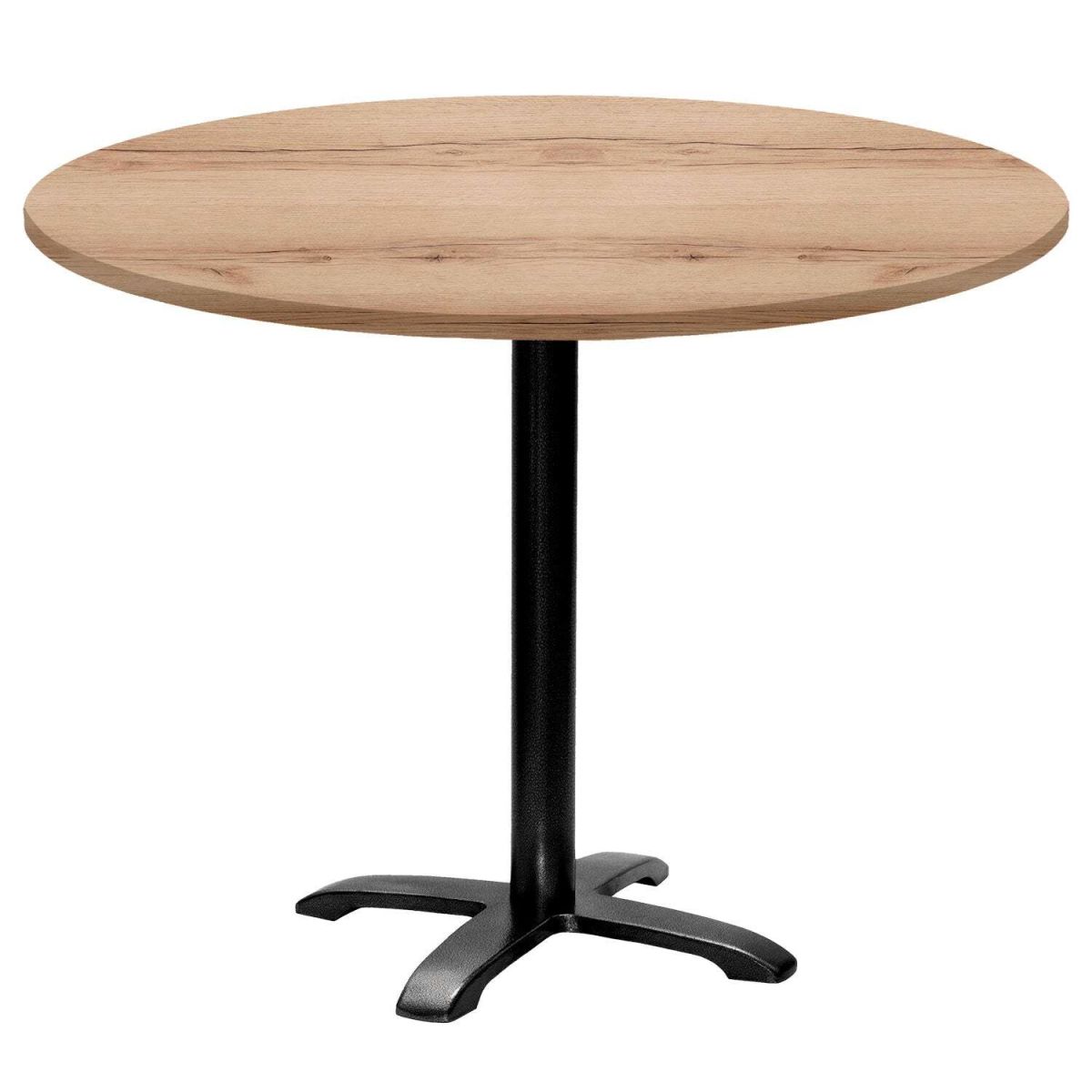 RestooTab Tisch Bazila rund - Dekor Holz 74x110 cm (HxØ); Platte eiche/natur, Gestell schwarz; rund
